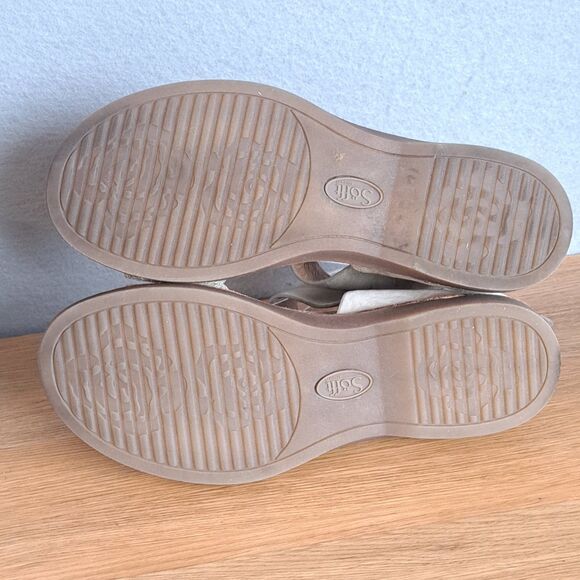 Sofft Bali Women 8 Silver Leather Slingback Open Toe Low Heel Sandals - Picture 7 of 12